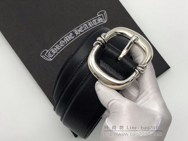 chrome hearts皮帶 克羅心經典針扣皮帶 克羅心銀飾做舊腰帶  gjc1600